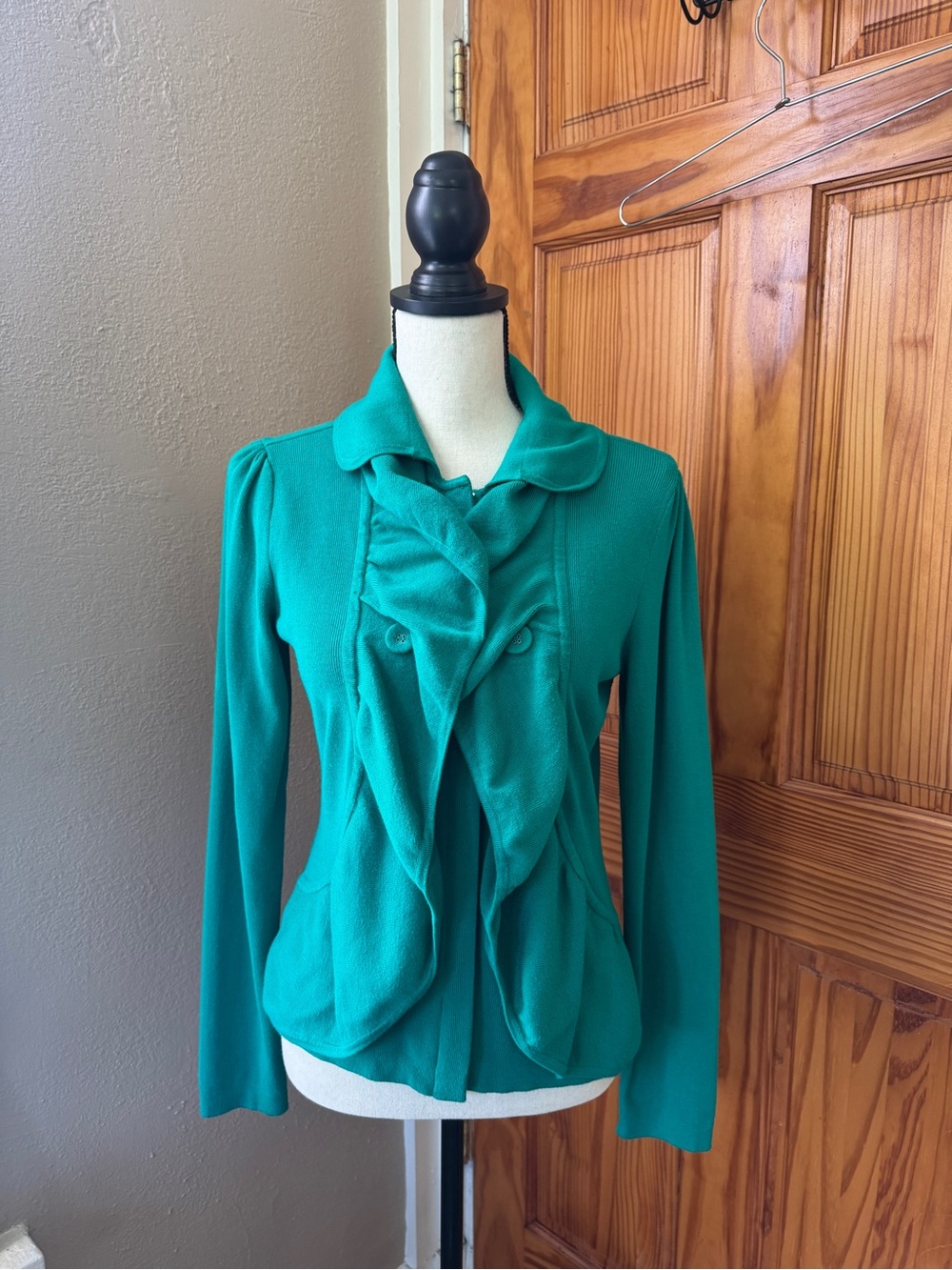INC Teal Ruffle Front Women's Jacket
